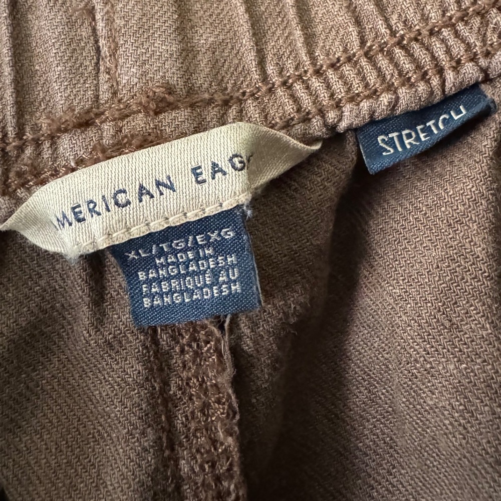 American Eagle sz XL Brown Linen Oversized Wide Leg Drawstring Pants Laggenlook - Picture 8 of 10